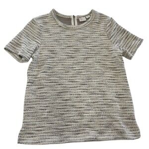 Anthropologie Postmark Top Womens Small Ivory Metallic Lurex Tweed Zip Back